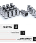 Built Tough Chrome Bulge Acorn Lug Nuts With Security Wheel Locks M12 X 1.50 Thread and keyed locks, chrome finish, 20 pack.