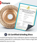 Pomsare wood carving grinding disc, copper-colored with serrated edge, 5/8 inch arbor, CE certified