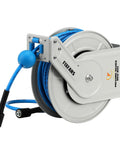 Pressure Washer Hose Reel With Retractable Hose, Sixty Foot Long One Quarter Inch Core, Auto Rewind, Wall Mounted Workhorse