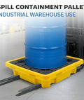 Beefed Up Workhorse Spill Containment Pallet For 55 Gallon Drums With Secondary Containment Tray And Drain, 2200 Lb Load Capacity