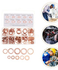Top Notch 200pcs Copper Gasket Box Set For Smooth Flat Washers And Oil Seals Ideal For Tough Automotive Repairs And Industrial Work With Rust-Free Assortment Inside Convenient Tool Case Storage, copper washers in storage case