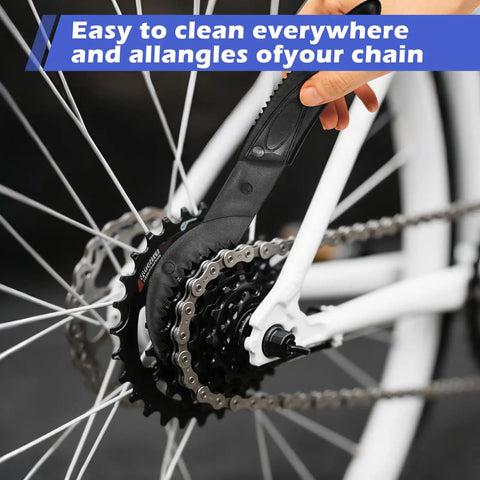Using Bike Chain Washer And Motorcycle Chain Brush Set on bicycle gear to eliminate dirt grease grime