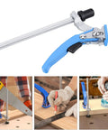 5/8 Inch Bench Dog Clamp 2 Pack Quick Ratchet Workbench Clamps with non-slip pad for woodworking, shown in use and detail.