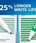 Low Odor Dry Erase Markers With Vibrant Ink And Chisel Tip 16 Count for Whiteboards and Glass Surfaces with green lines