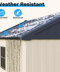 Weather-resistant feature of 8x10 Ft Plastic Storage Shed With Floor showcasing the pitched roof and waterproof design.