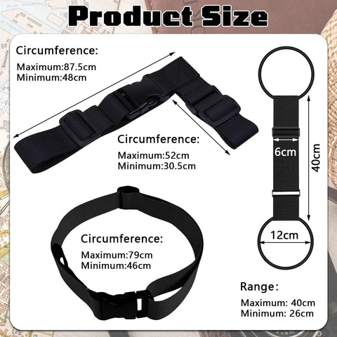 Two Pack Luggage Straps For Suitcases, Adjustable T Type And Flat Belt To Connect Three Bags, Add A Bag Luggage Straps
