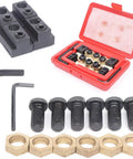 5/8 Inch T Slot Eccentric Clamping Kit Includes 6 Eccentric Bolts, 4 T Nuts, 6 Hex Stoppers and 2 Hex Wrenches, 18-Piece Set