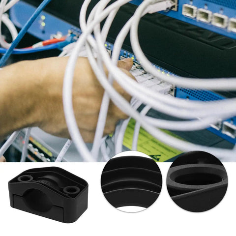 Heavy Duty Black Cable Clamp Snaps On Fast To Secure High Voltage Wires And Electrical Connectors, shown during installation.