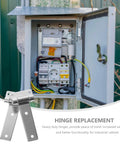 Heavy Duty Galvanized Steel Friction Hinges for Industrial Cabinets and Distribution Boxes 2 Pack with Tough As Nails Load Bearing Capacity Rust Resistant Torque Hinges for Electrical Panels and Doors Garneck shown installed on an electrical panel
