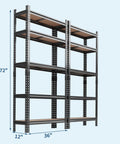 Hella Sturdy Heavy Duty Metal Shelving Rack With Five Adjustable Tiers For Garage And Workshop Storage Rust Resistant Carbon Steel 72x36x12 inches.