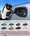 40 Ft Cord EV Charger For Home Or On The Go, 16 Amp Level 1 Level 2 Portable Station with plug in J1772 vehicle socket
