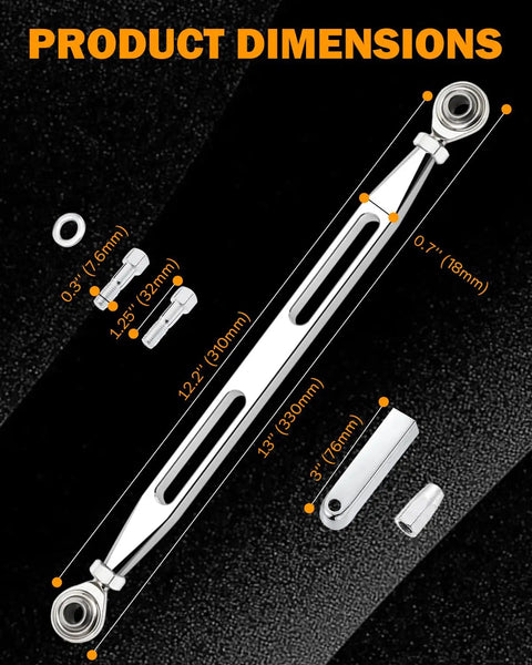 Chrome Shift Linkage Gear For Harley Touring Softail Trike Road King Electra Street Glide 1986 Through 2024 Replacement Upgrade With Smooth Shifting Heavy Duty Fit And Biker Grade Precision For OEM Controls, 12.2-inch chrome billet linkage dimensions