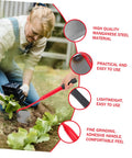 Gardener using Heavy Duty Manganese Steel Hand Shovel Hoe Gardening Tool For Weeding Mowing And Planting Pro Grade Outdoor Gardening