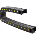 Heavy Duty Nylon Cable Drag Chain 30 X 57 Mm Closed Energy Carrier With End Connectors For Cnc Routers viewed from the side, showcasing connection points.
