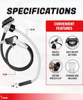 Grab And Go Cordless Fuel Transfer Pump Featuring Auto Stop Safety And Comfort Grip 4 Gpm Portable Gas Pump with nozzle holder and secure clip.