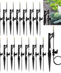 360 Degree Adjustable Misting Heads With Stakes 15 Pack For Garden Irrigation System with bendable aluminum rods and tubing.