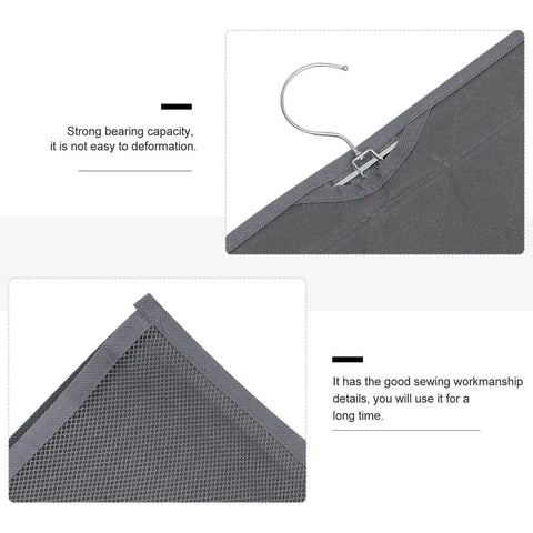 Close-up of Rock Solid Four Layer Closet Hanging Shelf with sturdy hook, detailed nonwoven mesh fabric for durability.