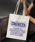 Canvas Tote Bag for Women Engineers Dope Reusable Grocery Shopping Work Travel Tote with Engineering Theme Gift, white with printed definition.