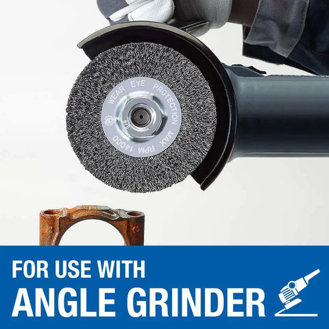 4-Inch Crimped Wire Wheel For Angle Grinder With 5/8-11 Arbor.014 Carbon Steel Wire Flexible For Light To Medium Jobs