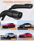Top Notch 21 Foot Ev Charging Extension Cable 50 Amp 240 Volt Nacs Connector with Slick Lock Lever, compatible with Tesla models.