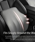 Upgrade Your Mini John Cooper Works Electric For 2025 And 2026 With This Super Comfy Headrest And Lumbar Support Cushion Set Featuring breathable grey lumbar cushion fitting snugly around the waist.
