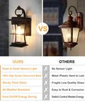 Comparison of Smart Dusk To Dawn Outdoor Wall Light Fixture With Auto Sensor, Waterproof Anti Rust Sconce and traditional light