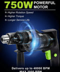 Beefy Half Inch Corded Hammer Drill for Concrete with Variable Speed 750W Motor Highlight