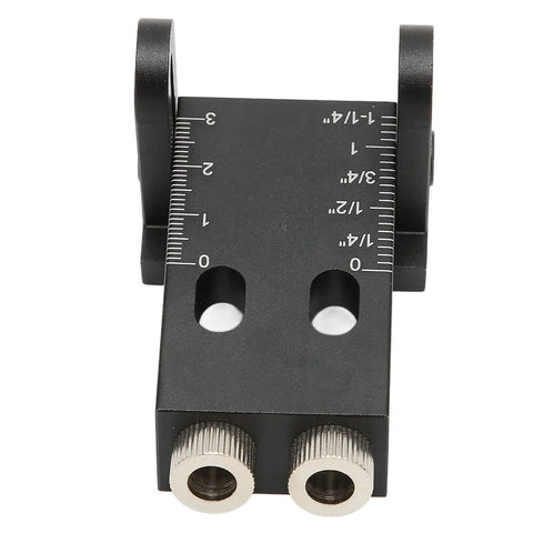 Kick Your DIY Woodworking To The Next Level With This Sweet 15 Degree Wood Punch Locator Tool For Perfect Angled Dowel Holes And Super Strong Joints Made From Durable Aluminum Alloy With Six Drill Sleeves Included, showing top view of locator with measurement markings.
