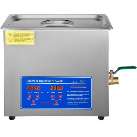 Heavy Duty Ultrasonic Cleaner With Built In Heater And Digital Timer 6.5L Stainless Steel Bath with LED controls.