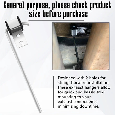 Four Pack Heavy Duty Exhaust Hanger Rods Universal Fit Three Eighths Inch Diameter Ten Inch Length Automotive Exhaust Suspension Hardware Durable Steel Rods for Firm Exhaust System Support with installation view.