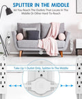 12ft Twin Extension Cord Power Strip With 6 Outlets On Each Side, Flat Head Plug, Indoor Use, ETL Listed under a couch