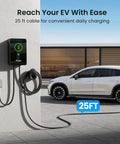 Lightning Quick 48 Amp Level 2 EV Charger Hardwired 11 5 Kw J1772 Home Charging Station with 25 ft cable for easy access.