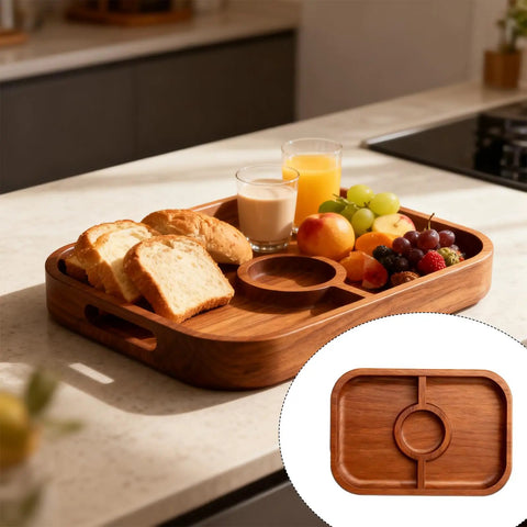 Professional Two Piece Valet Tray Router Templates For Busy Workshops Heavy Duty 5MM Tracing Guides That Lock Down Quick And Stay Put Sweet Kitchen Milling Stencils in use with bread and fruit on a wooden tray.