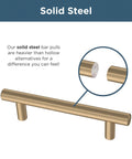 Champagne Bronze Cabinet Handles 3 Inch Hole Center Modern Pulls For Drawers And Cabinets 10 Pack Durable Solid Bar Hardware