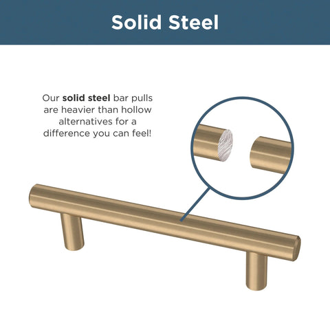 Champagne Bronze Cabinet Handles 3 Inch Hole Center Modern Pulls For Drawers And Cabinets 10 Pack Durable Solid Bar Hardware