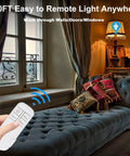Remote Control Light Socket With Timer Kit for E26 and E27 Bulbs, hand holding remote near a lamp in a cozy room