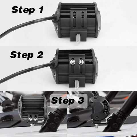 Universal Adjustable LED Light Bar Mounting Brackets Kit Two Pack Bottom Mount Brackets For 4 Inch To 30 Inch Installation Steps