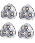Set Of Four Transparent Adhesive Caster Wheels With 360 Degree Swivel For Lightweight Furniture Storage Bins And Household Appliances, Low Profile Hidden Rollers