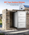 Outdoor Kitchen Drawers With Paper Towel Holder Stainless Steel Double Access Drawers for BBQ Island, installed view