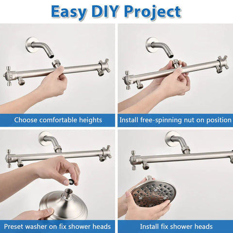 Double Shower Head With Built In Valve For High Pressure Showering 6 Settings Dual Shower Head Design installation steps