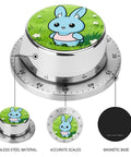 Colorful Meadow Rabbit Countdown Timer for Kitchen and Classroom with stainless steel rotating dial and magnetic base