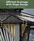 Hardtop Outdoor Gazebo 10x12 With Double Polycarbonate Roof, showing efficient drainage with slope design