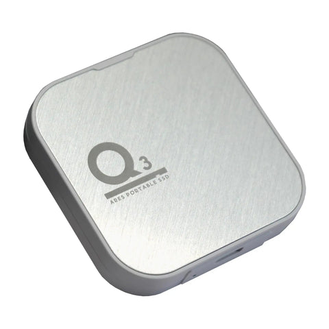 Magnetic External SSD 1TB For On The Go Storage With MagSafe Portable USB 3.2 Gen 2x2 drive, close-up view showing silver casing.