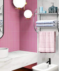 Wall Mount Two Tier Bathroom Shelf With Towel Bars Chrome Rustproof Finish 18 Inch Wide 22 Inch High in modern bathroom