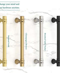 Rock Solid Heavy Duty Zinc Alloy Cabinet Pulls Set Of 10 In Brushed Satin Nickel Finish For Kitchen Cabinets Bathrooms And Furniture Drawers Seven And A Half Inch Center To Center Durable Corrosion Resistant Handles in various finishes on marble background