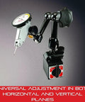 Magnetic Base Indicator Holder With Post Assembly Model 660 showing three adjustable pivots and easy adjust knob for fast positioning