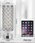 Lit Crystal Table Lamp Set With Dual USB Ports, Touch Control, 3 Way Dimmable Nightstand Lamps with iPad mini for size comparison