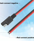 16 Pack SAE 2 Pin Quick Connectors Extension Cables 14 AWG 1 Ft Wire Harness For 12V Motorcycle Car Solar Panel Battery Charger And Automotive Use Red And Black Polarity Included, SAE plug close-up