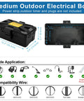 Medium Weatherproof Electrical Box For Rock Solid Power Strip Guard And Extension Cord Tidy Up With Secure Rubber Latches Rain Debris Shutoff Crafted For Backyard Projects dimensions and layout illustration