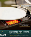 Close-up of Versa 16 Pizza Oven With 16 Inch Rotating Stone, Patented Dual Burner System, showing the 16-inch cordierite stone.